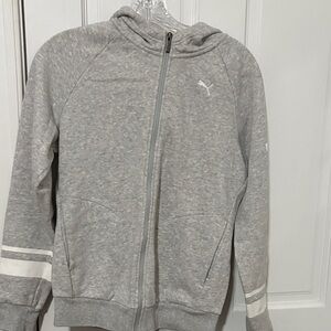 Puma Kids Light Gray Hoodie with Stripes